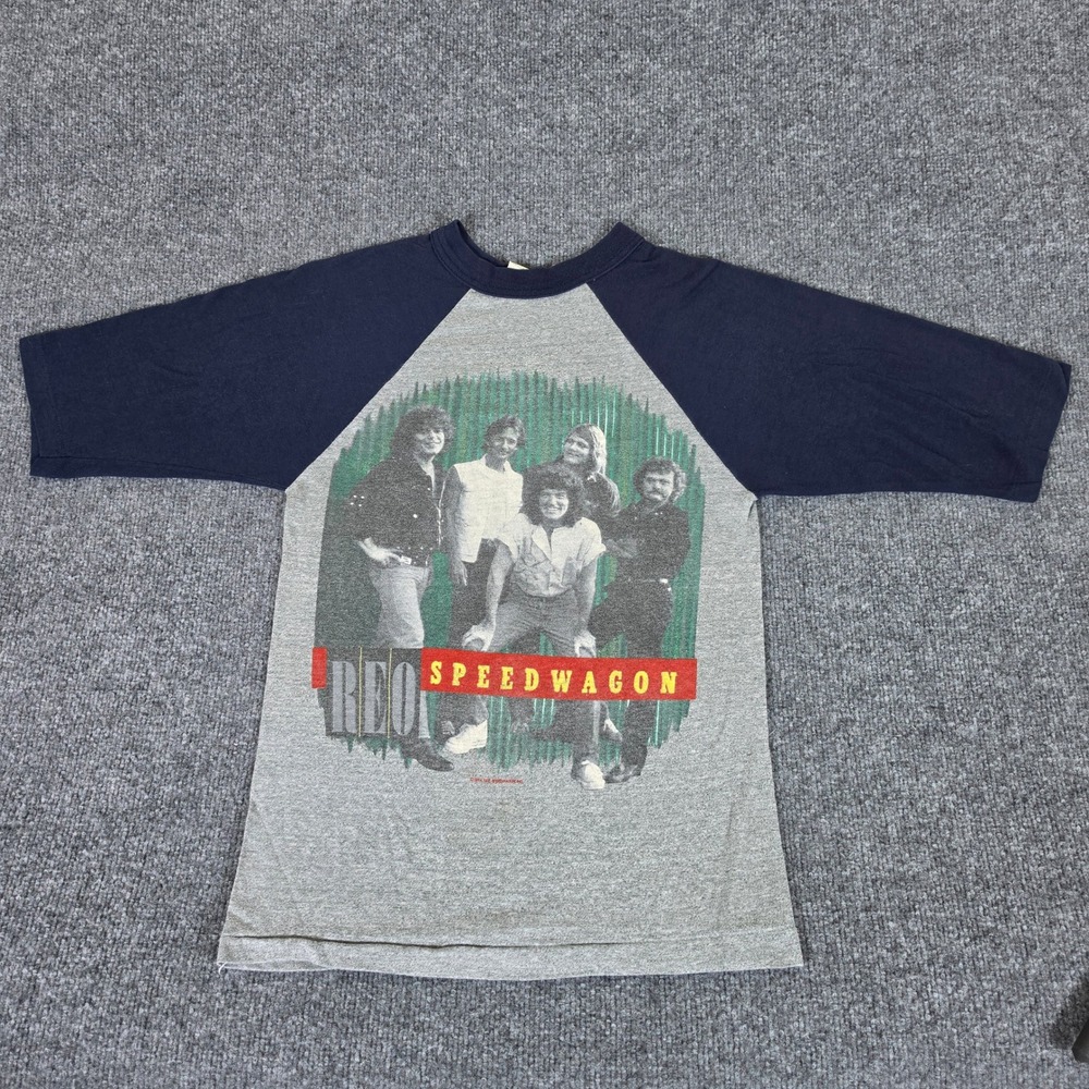 Vintage 1984 REO Speedwagon Wheels Are Tourin Raglan Baseball Shirt Small USA